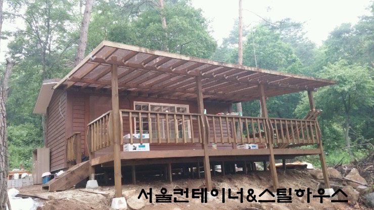  평창이동식주택 파고라낵산, 데크시공