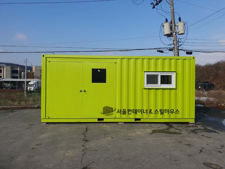 기계실컨테이너, 비규격 와이드방화문 시공, 공장 설비 가능하도록 주문제작된 맞춤형 컨테이너입니다.